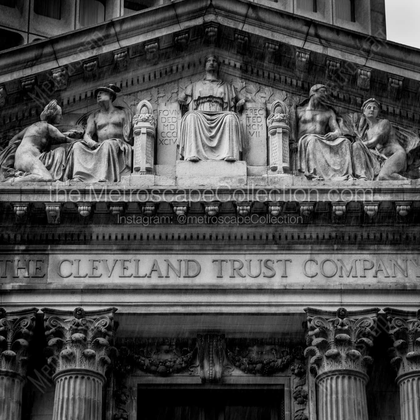 Cleveland Trust Company Building black and white: Square crop